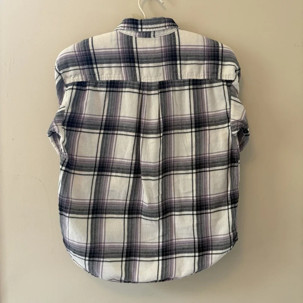 White/Purple/Black/Grey Gap Kids L Button Down Flannel 100% Cotton